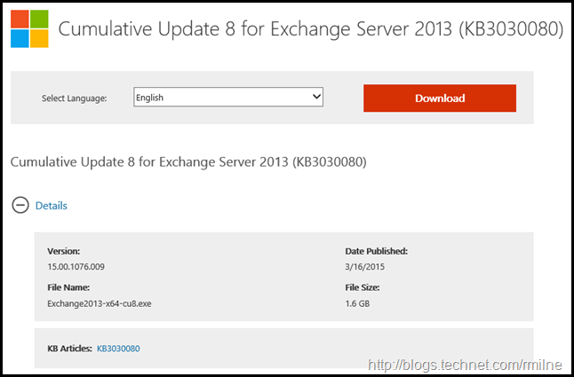 Exchange 2013 CU8 Download