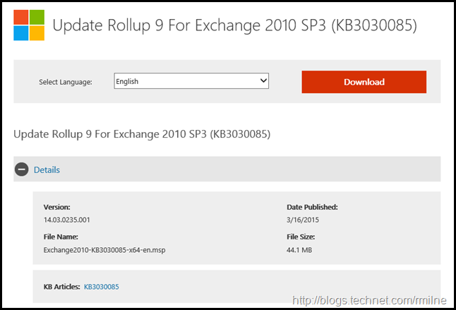 Exchange 2010 SP3 RU9 Download