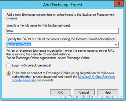 Exchange 2010 MMC Add Exchange Online As A Forest