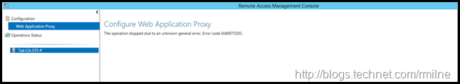 ADFS 2012 R2 ADFS Proxy - Error 0x8007520C