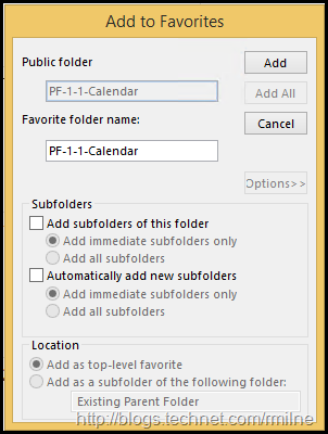 Adding Public Folder As A Favourite In Outlook - Options