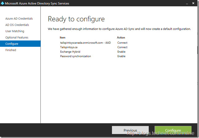 Configuring Azure AD Sync - Ready To Configure