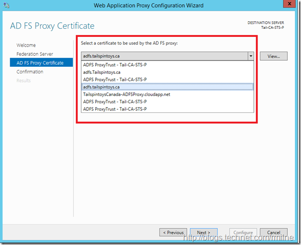 Re-Running WAP 2012 R2 Remote Access Configuration Wizard - Ensure Correct Certificate Is Selected