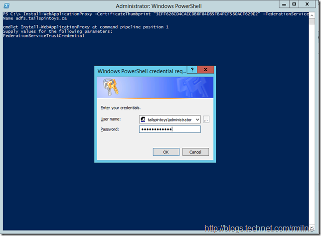 Using Install-WebApplicationProxy Cmdlet To Re-Establish Trust Wth 2012 R2 ADFS Server