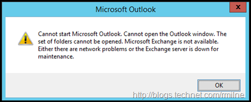 Cannot start Microsoft Outlook.  Cannot open the Outlook window.  The set of folders cannot be opened