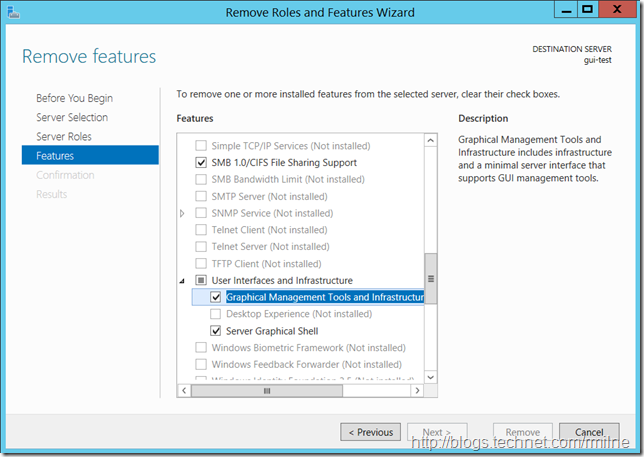 Server 2012 R2 Starting Point - Note That GUI Components Are Installed
