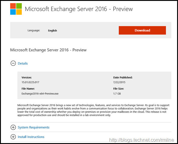 Exchange 2016 Download