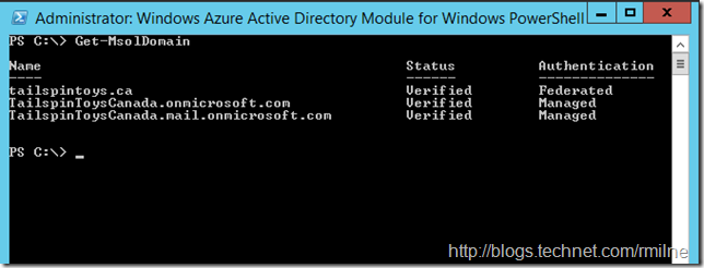 Domain Status In Azure Active Directory