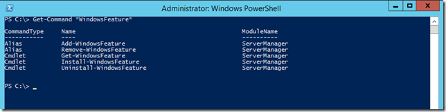 Checking To See What Cmdlets Are Available For WindowsFeature On Server 2012 R2