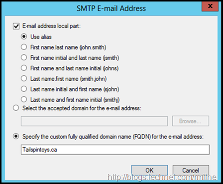 Exchange Email Adddress Policy Wizard - Add Email Address Local Parts