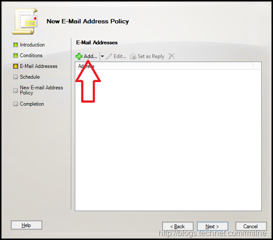 Exchange Email Adddress Policy Wizard - Add Email Addresses