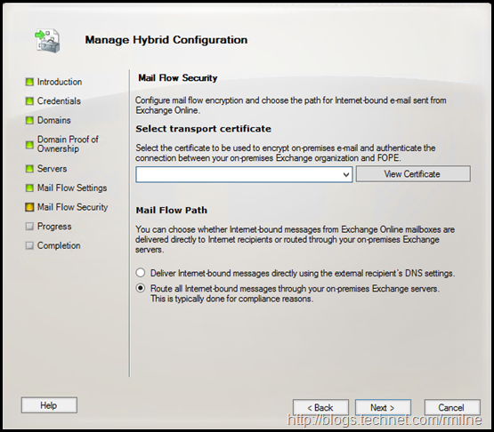 Exchange 2010 HCW Select SMTP Certificate and Mail Routing