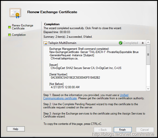 Exchange 2010 Renew Certificate Wizard - Certificate Signing Request PowerShell Commands