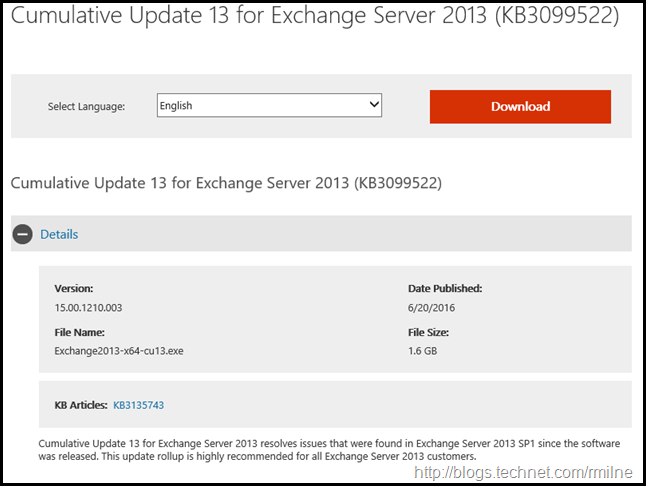 Exchange 2013 CU13 Download
