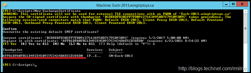Creating Self Signed Cerificate Using Exchange 2013 CU12