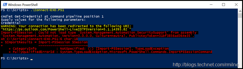 Connecting to Exchange Online Using Remote PowerShell - Could Not Import PSSession