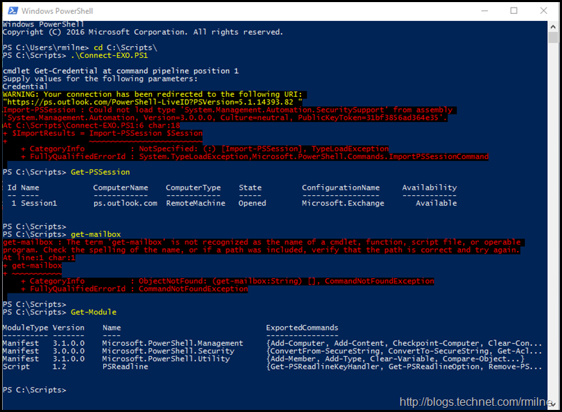 Connecting to Exchange Online Using Remote PowerShell - No Exchange Script Module