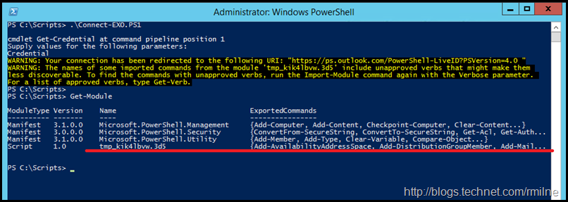 powershell import exchange module