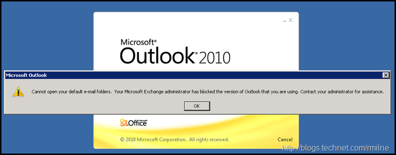 Outlook 2020 SP2 Test Client - Blocked
