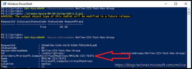 Create Azure RM VM Using Exisitng VHD Script