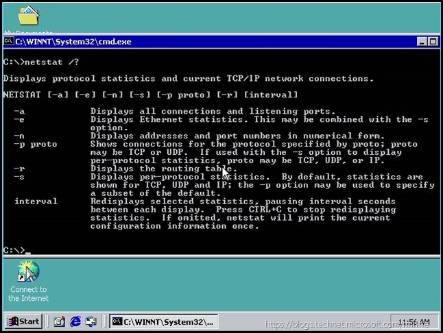 Windows 2000 Pro Netstat Options