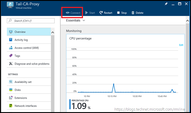 Azure VM Connect Greyed Out