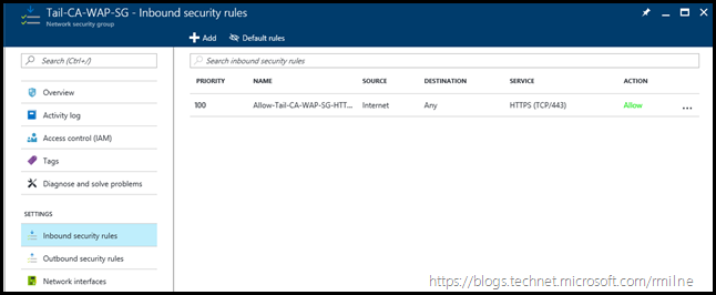 Initial Network Security Group Configuraiton