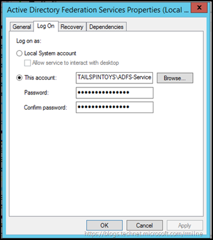 Updating AD FS Service Account Password