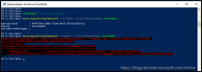 Move Virtual Network Failed - Microsoft.WindowsAzure.Commands.ServiceManagement.IaaS.Network.MoveVirtualNetworkCommand