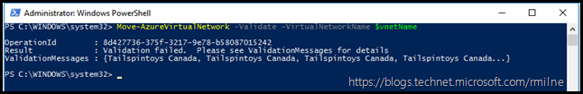 Move VM Azure RM - Validation Failed