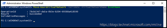 Move Virtual Network To Azure RM - Validation Now Suceeded