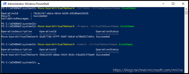 Move Virtual Network To Azure RM - Process Completed