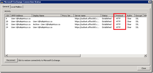 Outlook 2010 Connecting Using MAPI/HTTP