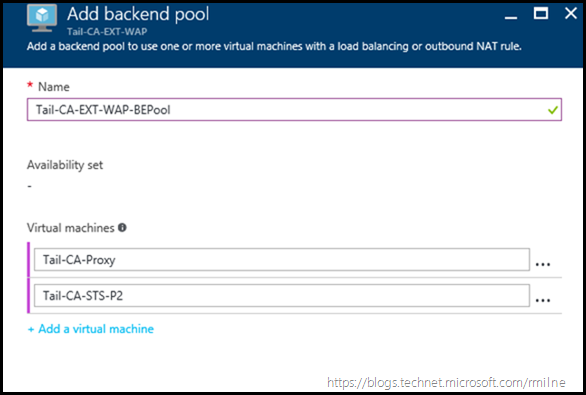 WAP Servers Selected For Backend Pool