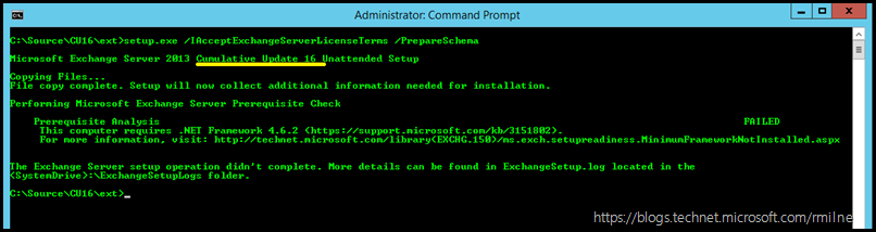 Exchange Setup Halted Due To Unsupported .NET Framework Version