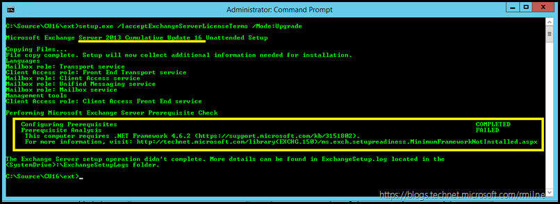 Exchange Setup Halted Due To Unsupported .NET Framework Version