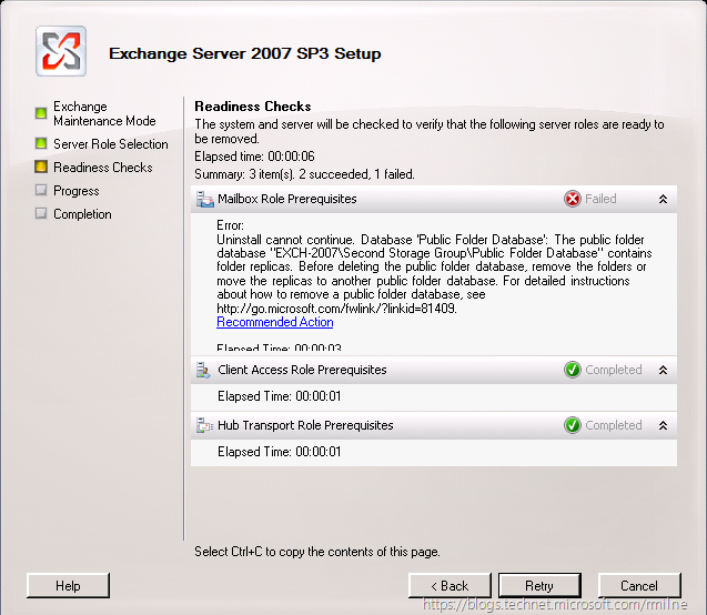 uninstall exchange 2007 common public folder error