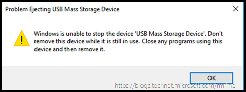 removing mass storage device windows 10