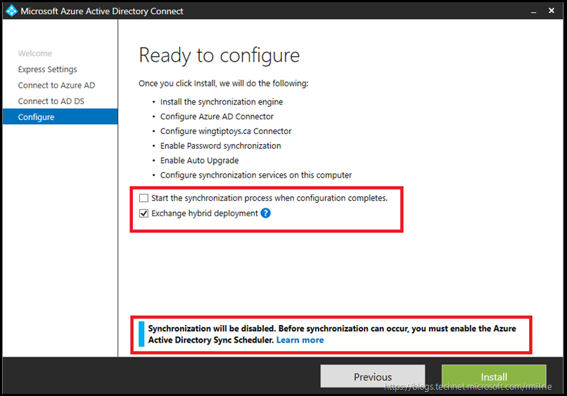 Installing AAD Connect - Ready To Configure