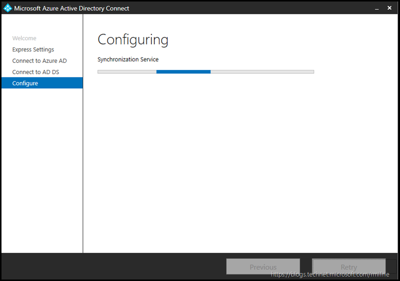 Installing AAD Connect - Still Configuring....