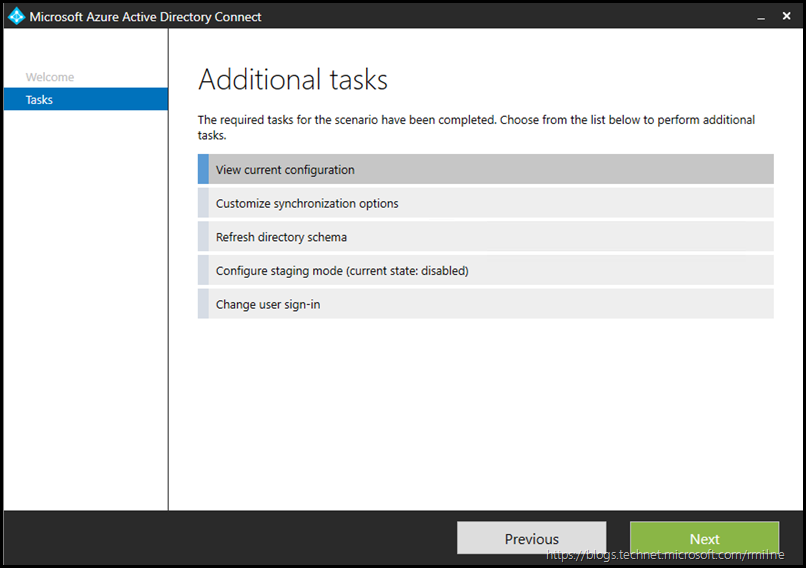 Azure AD Connect - View Current Configuration