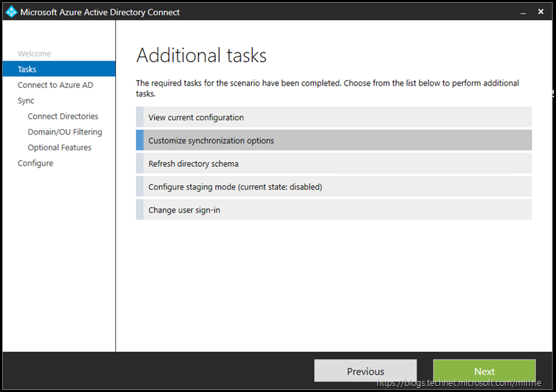 Azure AD Connect - Customize Synchronization Options