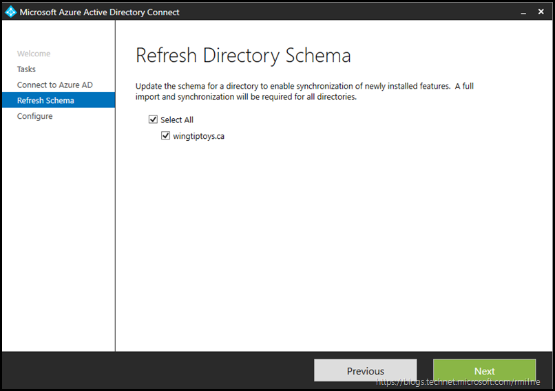 Azure AD Connect - Refresh Directory Schema