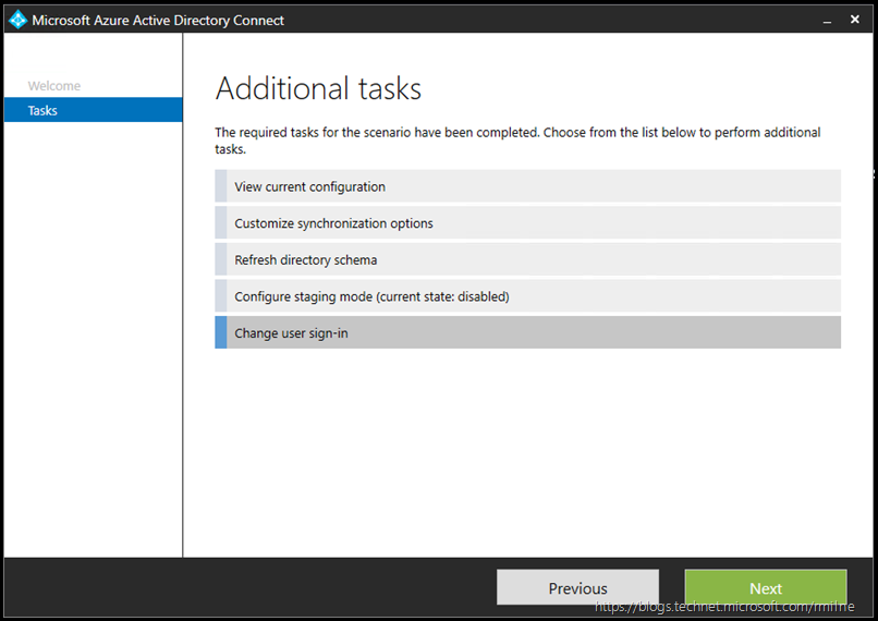 Azure AD Connect - Change User Sign-In
