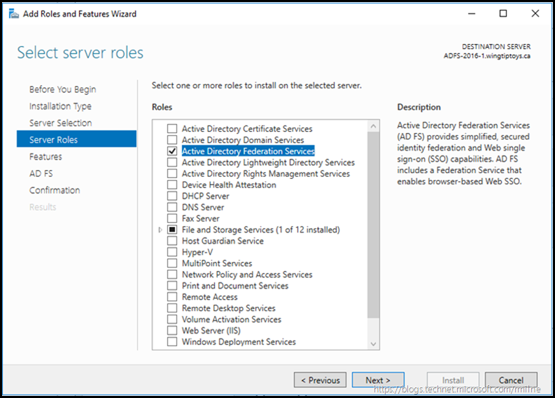 Installing AD FS 2016 Using Server Manager