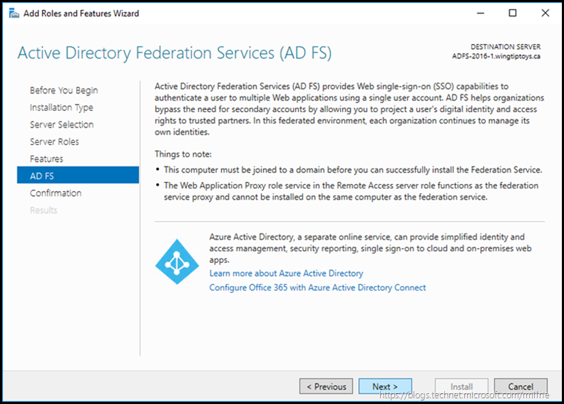 Installing AD FS 2016 Using Server Manager