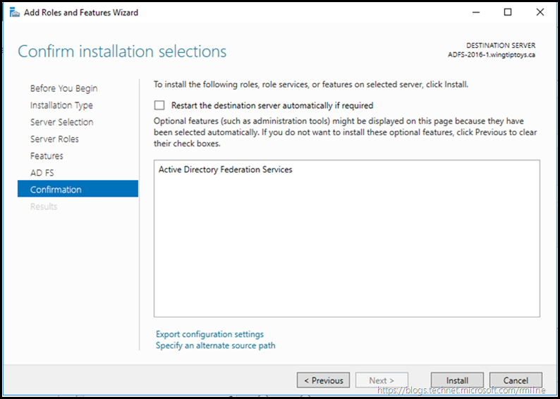 Installing AD FS 2016 Using Server Manager