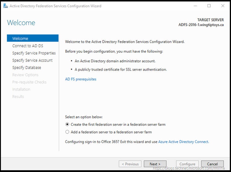 Starting AD FS 2016 Configuration