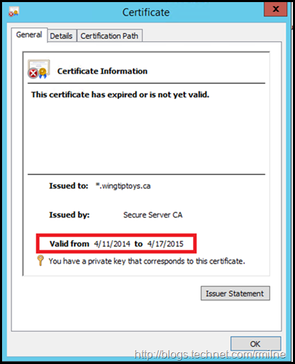 Expired Exchange Certificate