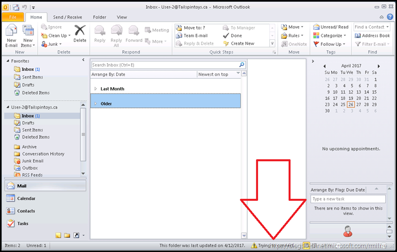 Outlook 2010 - Unable to Connect